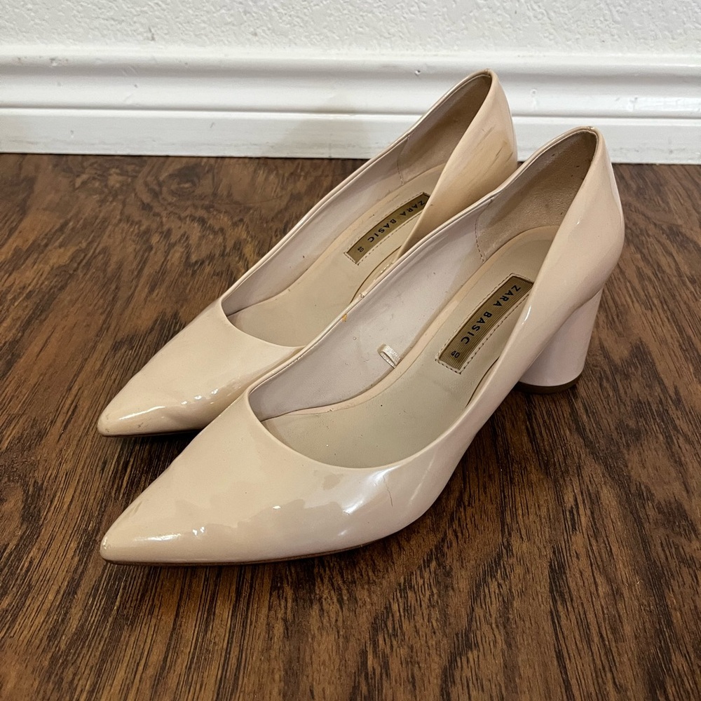 Zara Basic Nude Heels Pumps Size 9/EU 40